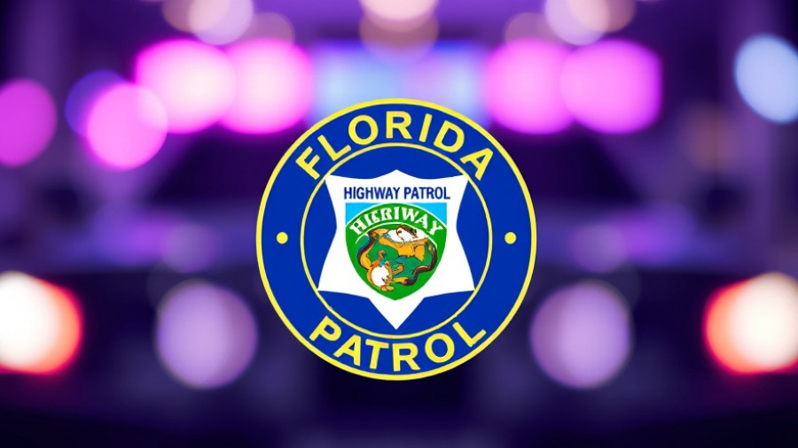 Florida Highway Patrol emblem with blurred background.