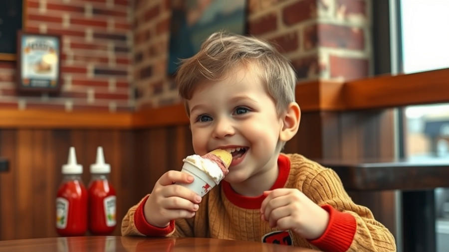 Child enjoying ice cream at a restaurant booth.