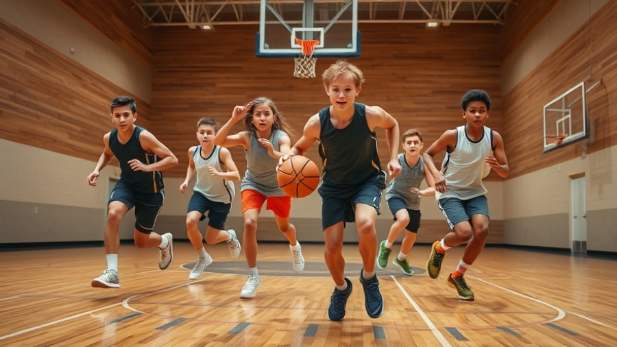 Playful moments during a basketball game in a gymnasium.