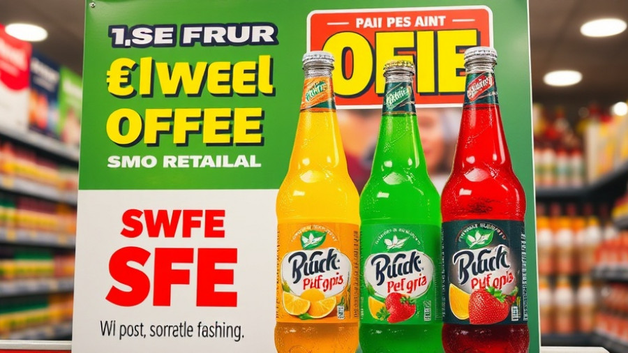 Colorful poster of Coca-Cola, Dasani, and Sprite promotion in retail setting.