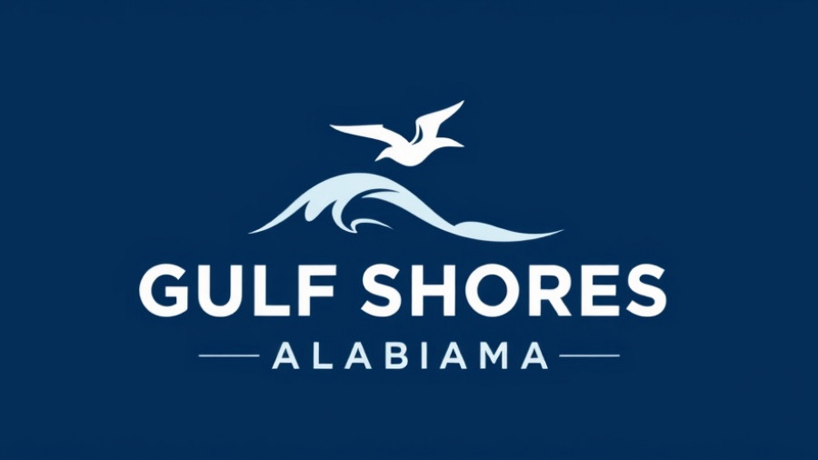 Gulf Shores Alabama logo on deep blue background, highlighting Gulf Coast beach safety.