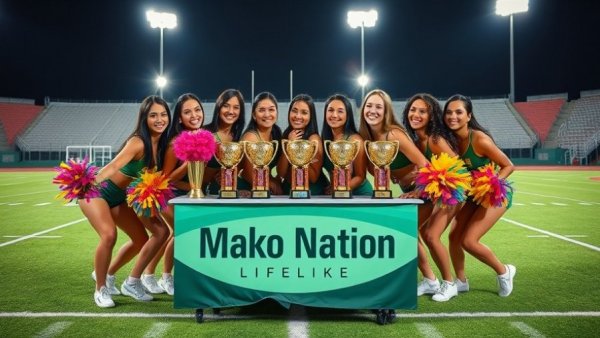 Orange Beach softball signing day celebration with trophies and team.