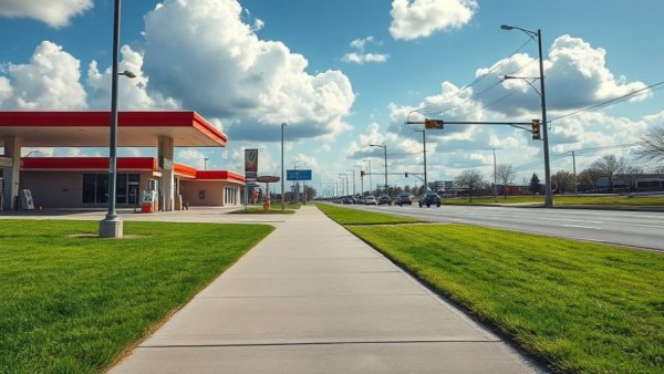 Foley sidewalk expansion visible along a suburban road.