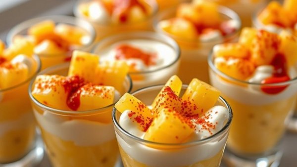 Delicious Elote Shooters Recipe with creamy sauce and chili.