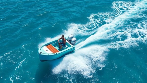 Florida boating adventures on a turquoise boat in the ocean.