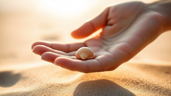 Gulf Shores and Orange Beach December seashell in hand.