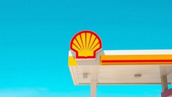 Shell logo against blue sky, related to Gulf of America oil discovery.