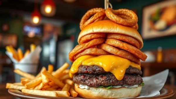 Gourmet burger at one of the best places to eat in Gulf Shores.