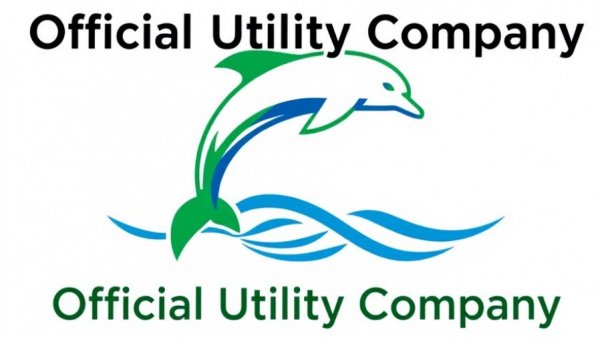 Pensacola utility company logo with dolphin and water.