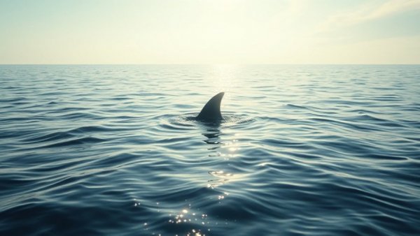 Great white shark fin in Gulf Shores water.