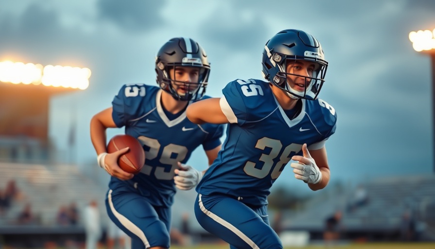 Pensacola high school football sophomores playing under stadium lights.