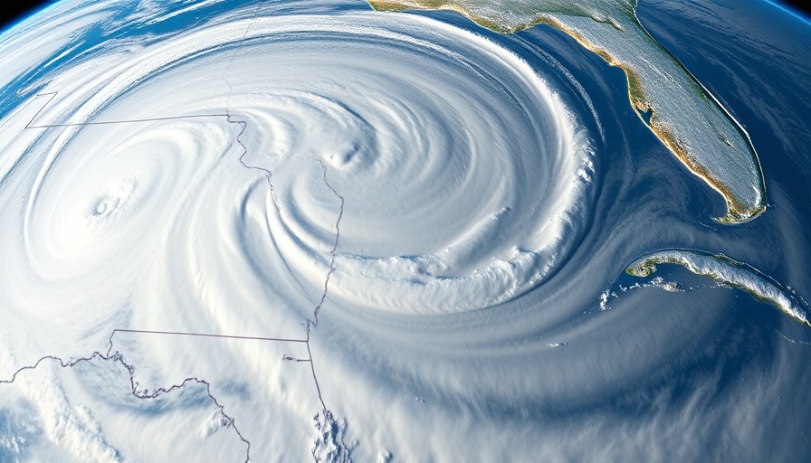 Satellite view of Gulf of America storm system over the ocean.