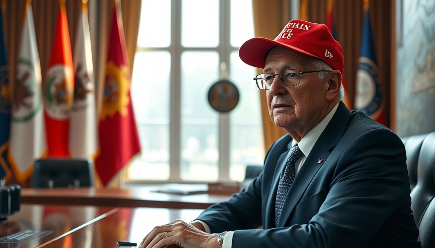 Older man in red cap at desk discussing Pentagon renaming