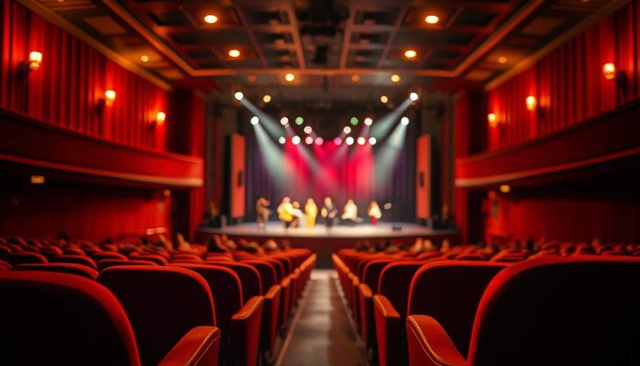Brown Bag Opera Pensacola theater stage with red seats.