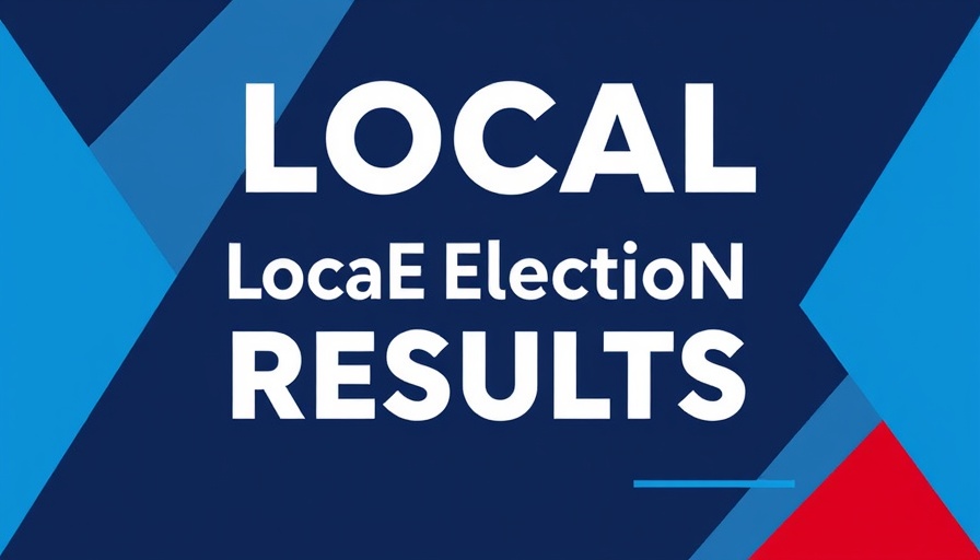 Local Election Results graphic with bold colors and shapes.