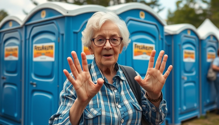 Tishomingo travel challenges with humorous port-a-potty warning.