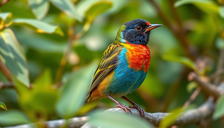 Painted bunting bird banding at Fort Morgan, vibrant colors.