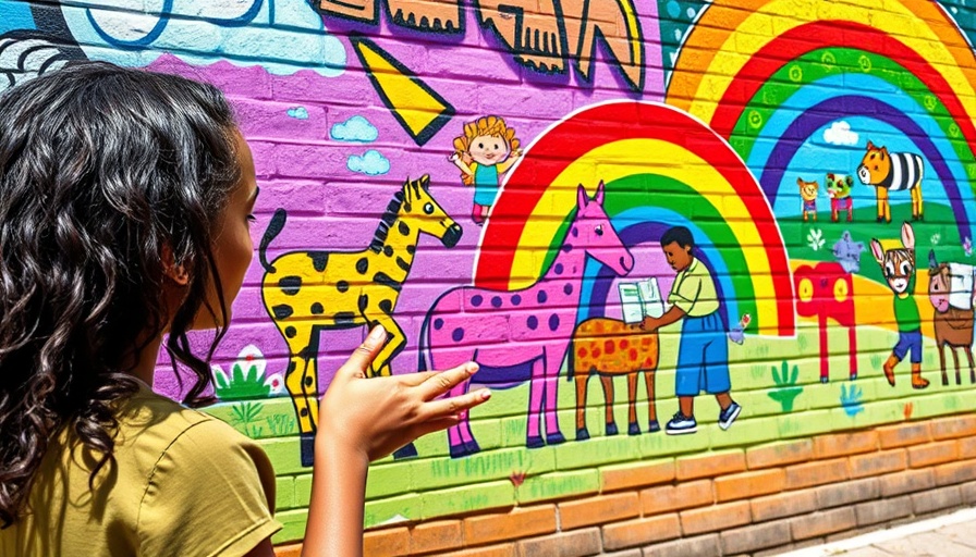Artist in Residence Program Pensacola mural with engaging presenter