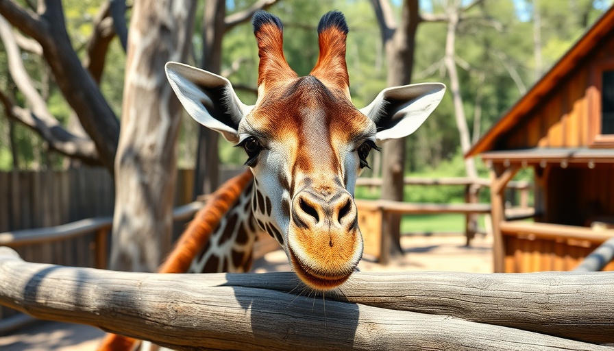 Curious giraffe at Alabama Gulf Coast Zoo, natural setting.