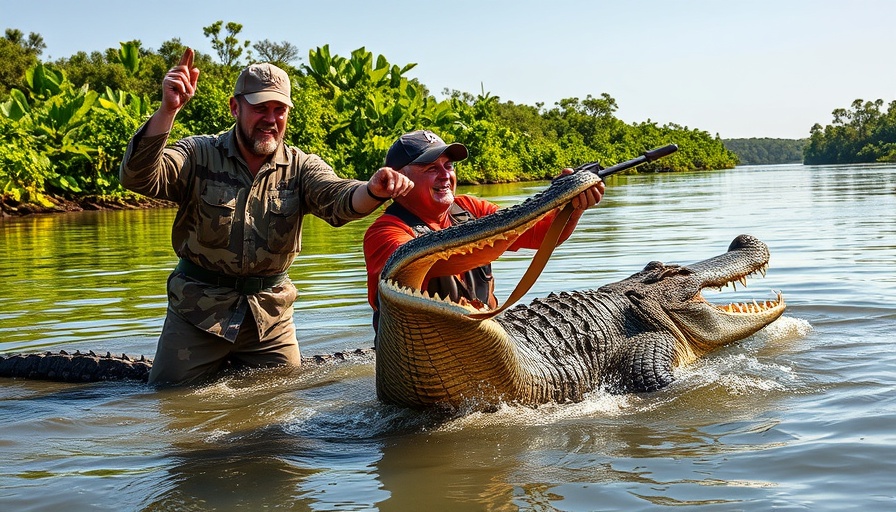 Gator Hunting Techniques: Two hunters engage in intense capture.