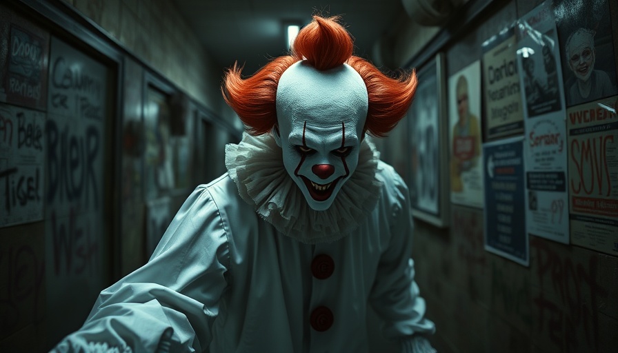 Haunted house clown at Halloween event in Pensacola.