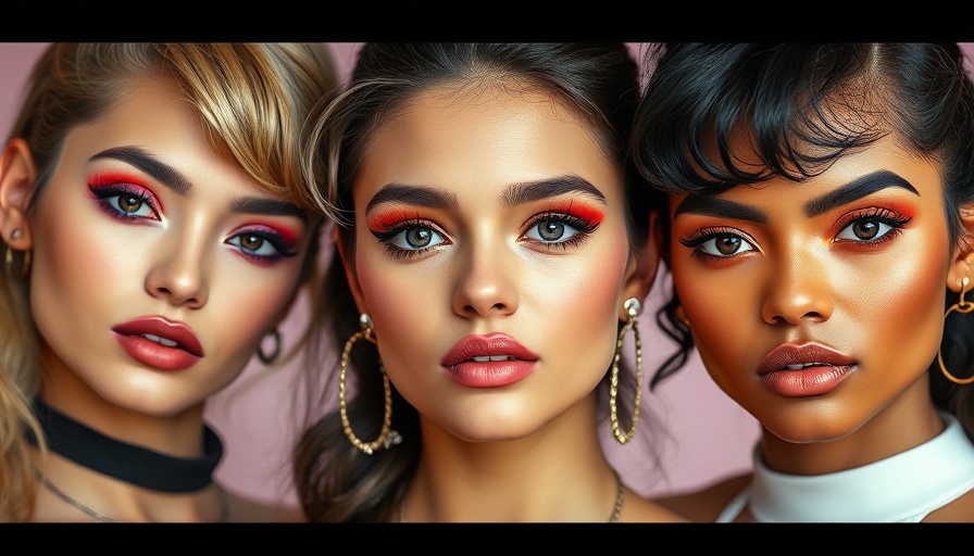 Bold '80s makeup trends on diverse models with vibrant styles.