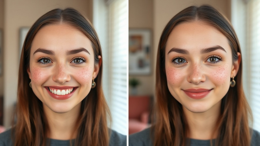 Young woman demonstrating best freckle pens before and after use.