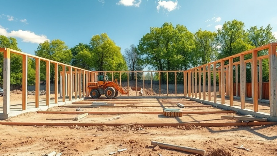 Chiropractic care clinic foundation construction site with machinery.