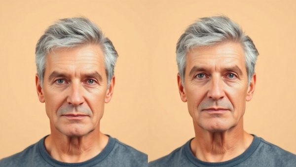 Neutral middle-aged man portrait with short gray hair.