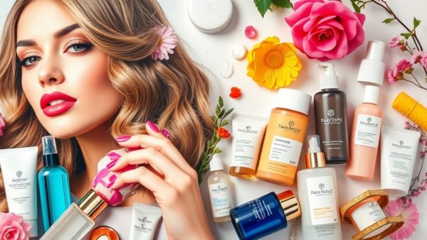 Trending Beauty and Wellness collage showcasing hair, lips, and skincare.