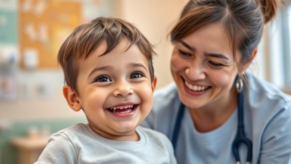 Cheerful child enjoying pediatric chiropractic care, smiling warmly.