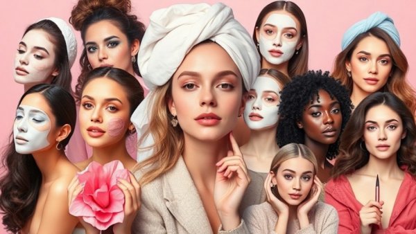 Diverse beauty habits collage for Beauty Habits for Stunning Photos.