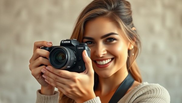 Upgrade to Mirrorless Camera for Beauty Bloggers: Stylish woman photographing indoors.