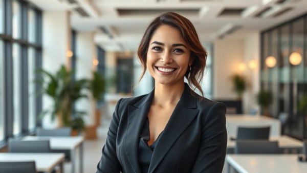 Barbie Ritzman stylish and confident in office setting.