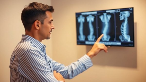 Chiropractor discussing X-rays for chiropractic care in clinic.