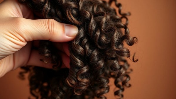 Close-up showing curl pattern of hair being analyzed, Curl Pattern Chart Update.