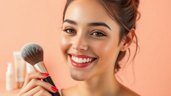 Health-focused makeup products with glowing skin effect.