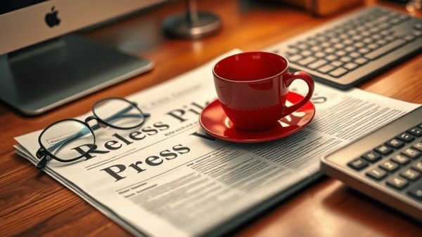 Press release with coffee on wooden desk near keyboard, chiropractic care.