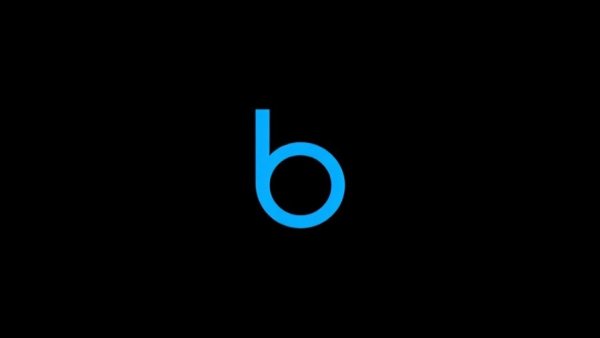 Minimalist logo featuring a blue letter b on a black background.