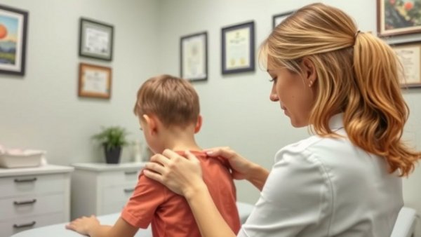 Chiropractic care session with female chiropractor adjusting a child.