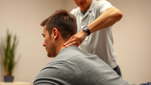 Chiropractic care session with chiropractor adjusting patient's neck.