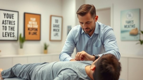 Chiropractor adjusting a patient in a medical office, showcasing chiropractic care.