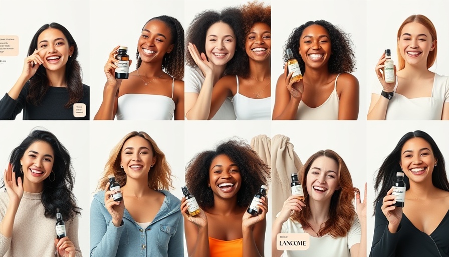Women showcasing skincare serums in a social media styled collage with Botox in a Bottle theme.