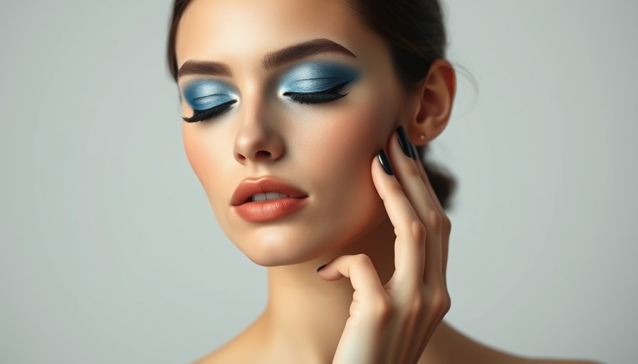 Elegant woman in new makeup nostalgia style with blue eyeshadow.