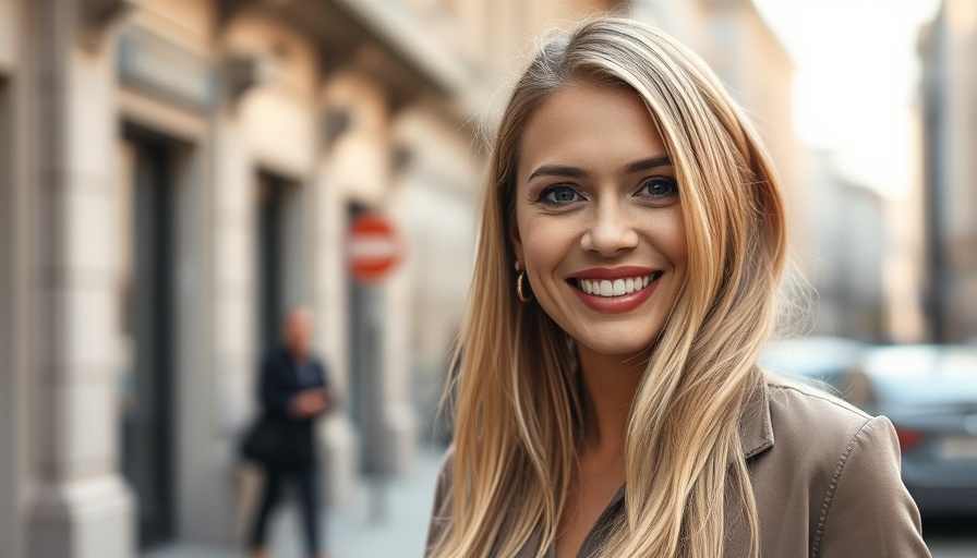 Smiling woman outdoors with an elegant look.