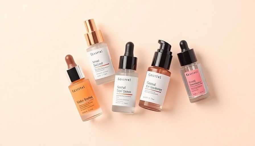 Best Skin Tints: various serum skin tint packages on peach background.