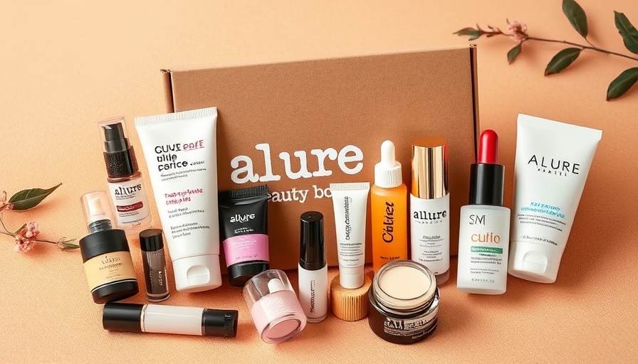 October Allure Beauty Box showcasing various beauty products on a warm backdrop.