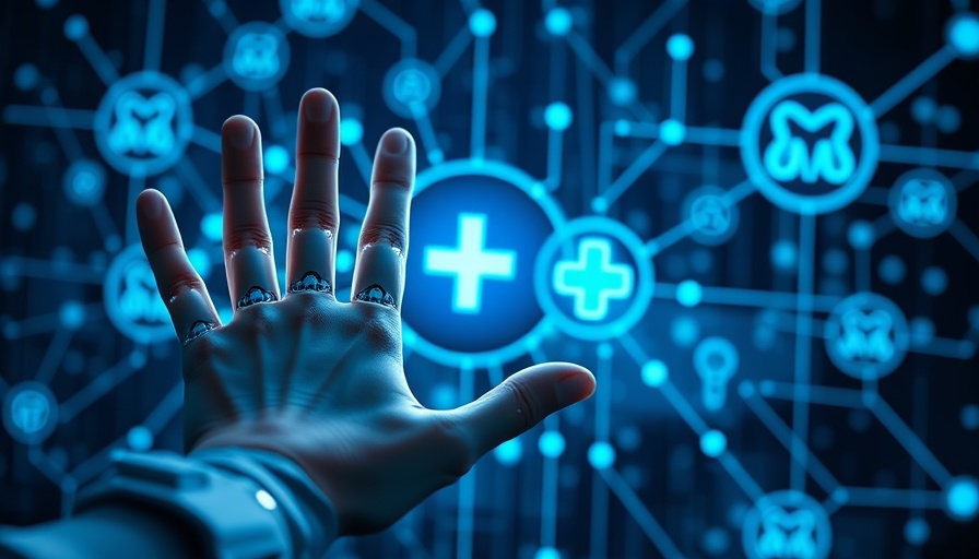 Futuristic depiction of technology in chiropractic care with robotic and human hands.