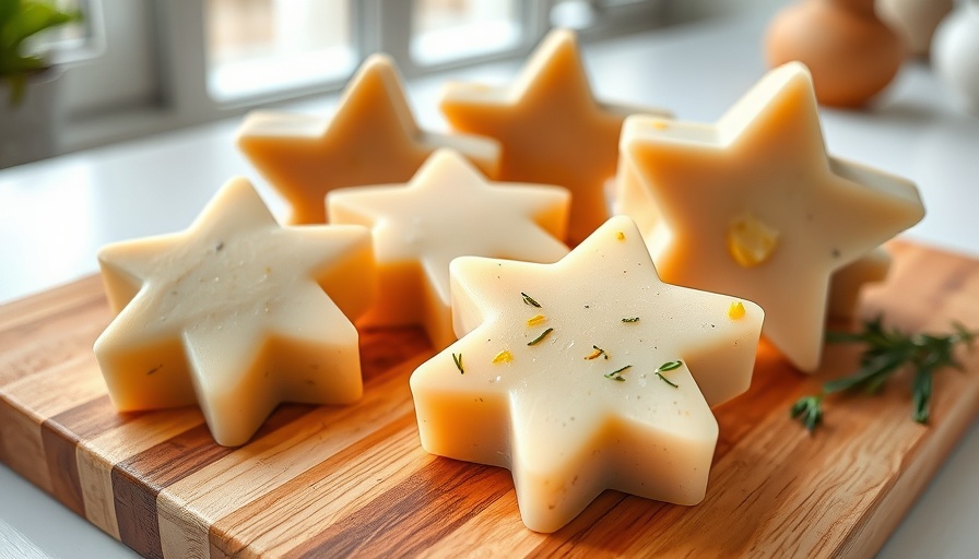 DIY rosemary lemon soap-on-a-rope displayed on a wooden board