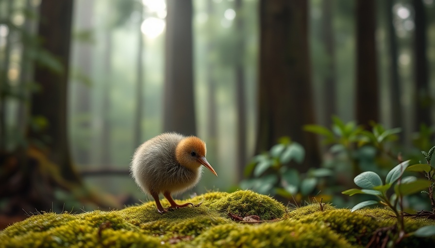 Serene kiwi bird in misty forest, lush greenery - Kiwi Bird Facts